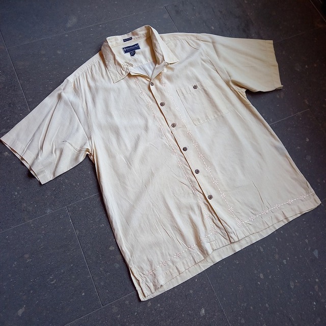 刺繍 シルク混サマーシャツ used [106089]