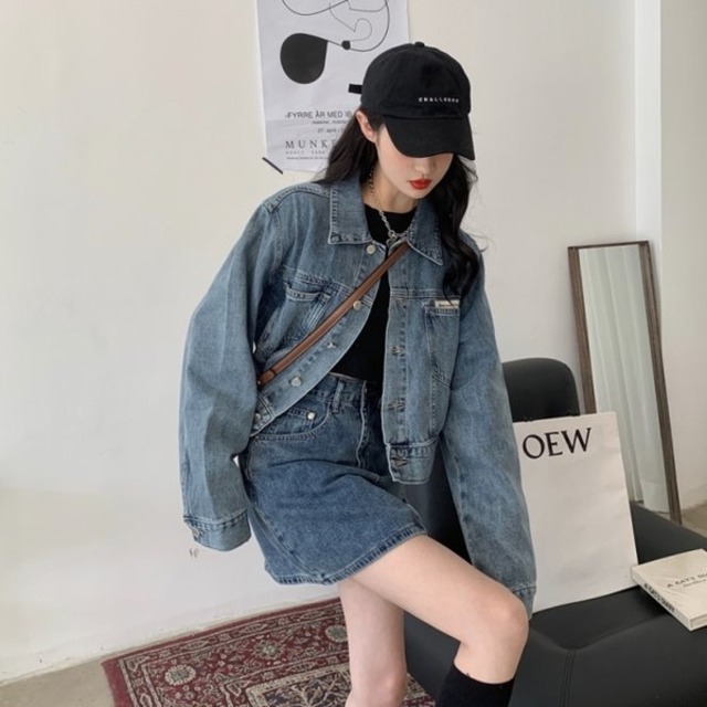 デニム セットアップ レディース 韓国 ファッション デニムジャケット ミニスカート 上下セット おしゃれ ロゴパッチ ジージャン ヴィンテージ加工 かわいい Vestito デニム セットアップ レディース 韓国 ファッション デニムジャケット ミニスカート 上下セット おしゃれ ロゴパッチ ジージャン ヴィンテージ加工 かわいい Vestito