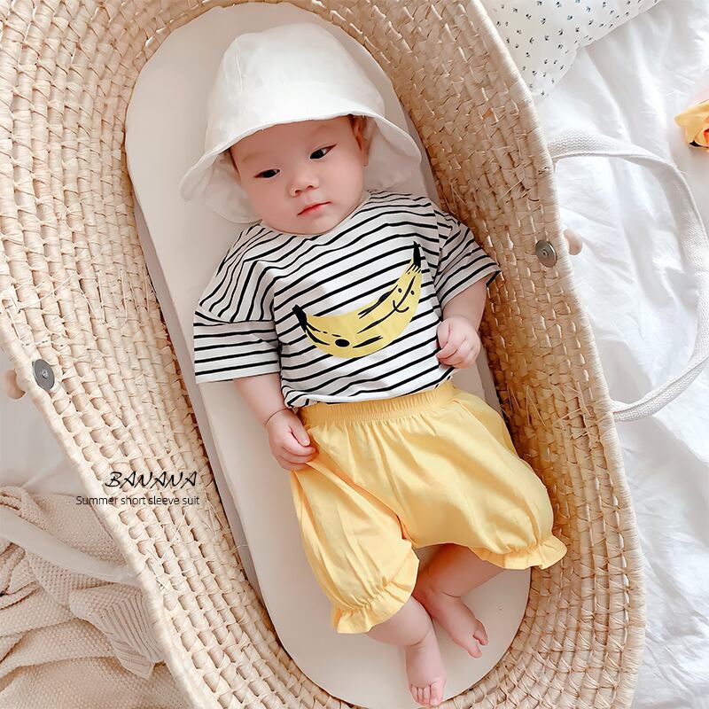 サマーストライププルオーバー Tシャツ ショーツ 夏物 ブルマー 超面白いベビーショップ9445838574
