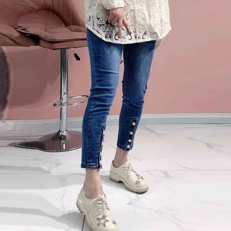 ジーンズ スプリングスタイルルーズ薄手パンツ 大きめサイズ 春物 ステッチ ミックスインファッション85535097393