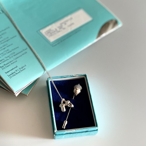 vintage Tiffanyヴィンテージティファニー Silver ACORN Stick Pin & Necklace Charm Pendant