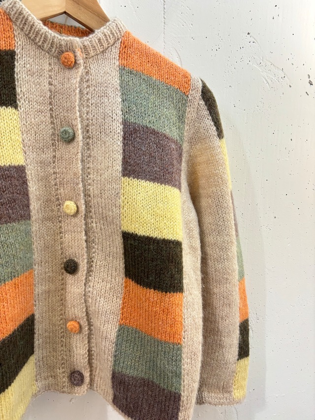 60’s green × orange × yellow mohair cardigan