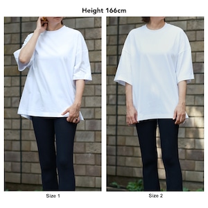 UNISEX T-SHIRT（OVERLAP LOGO）/ WHITE x ORANGE
