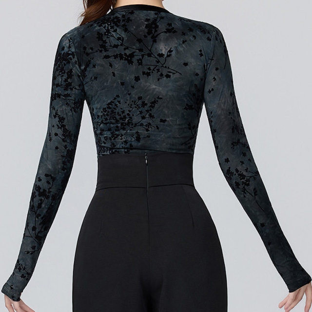 ロングスリーブ Vネック レース ( レオタードタイプ) ds1252