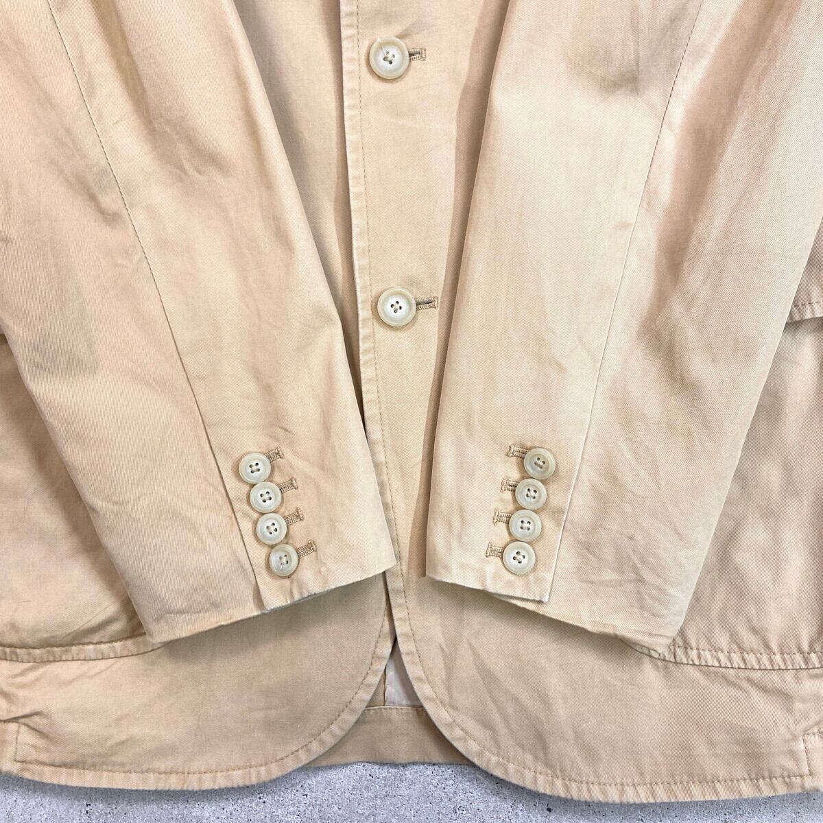 90's L ポロバイラルフローレン テーラードジャケット ベージュ パイピング 90年代 Polo by Ralph Lauren ポロバイラルフローレン コットン