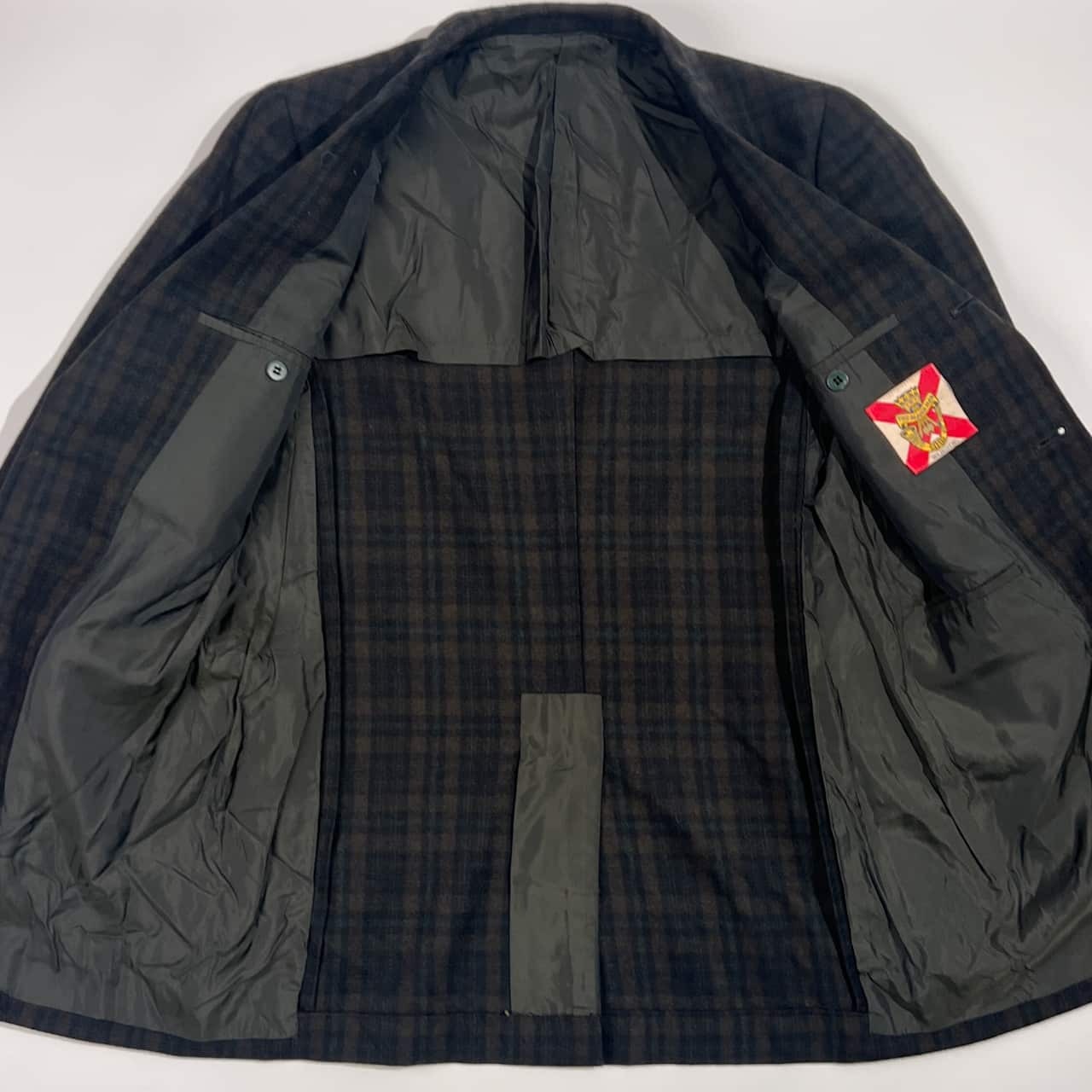 70s VAN JAC ヴァンヂャケット THE BLAZER MAN 金ボタン チェック 背抜き 段返3B テーラードジャケット 170-90-78/メンズ ビンテージ