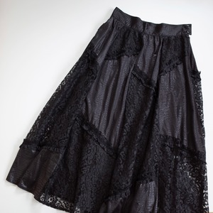Black lace long skirt