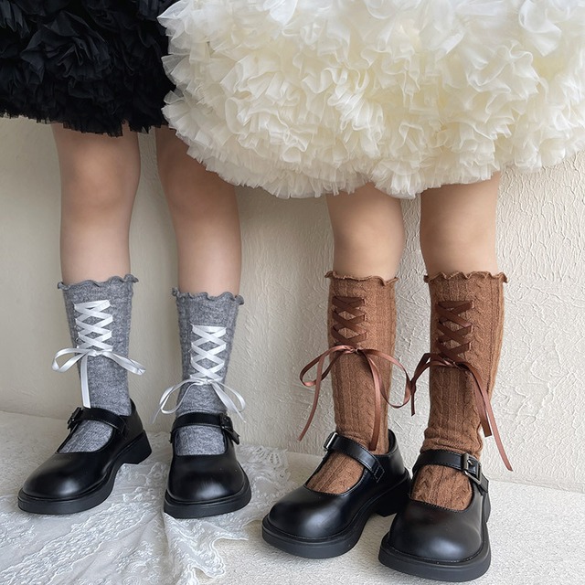 GOODSサテンリボン フリルソックス