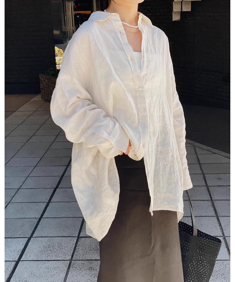 リネン100%◆ミドル丈シャツ【t-10241】