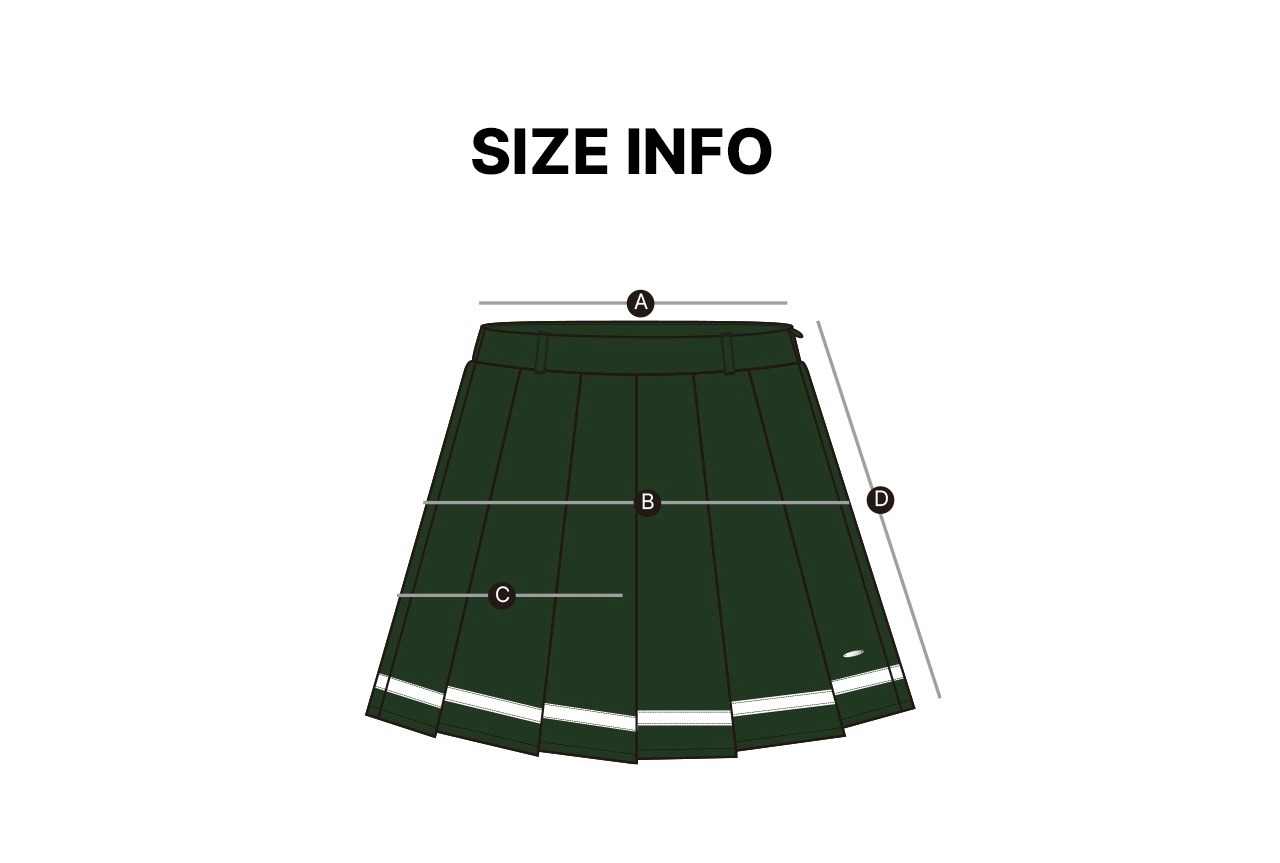 GOXO ゴーエックスオー メタルロゴライン プリーツスカート グリーン