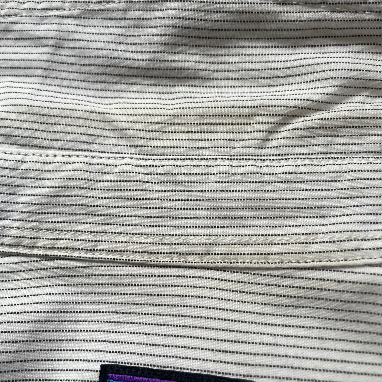 新品　patagonia ストライプ柄 半袖シャツ M　オーガニックコットン Patagonia” HEMP STRIPE SHIRT パタゴニア リネンシャツ