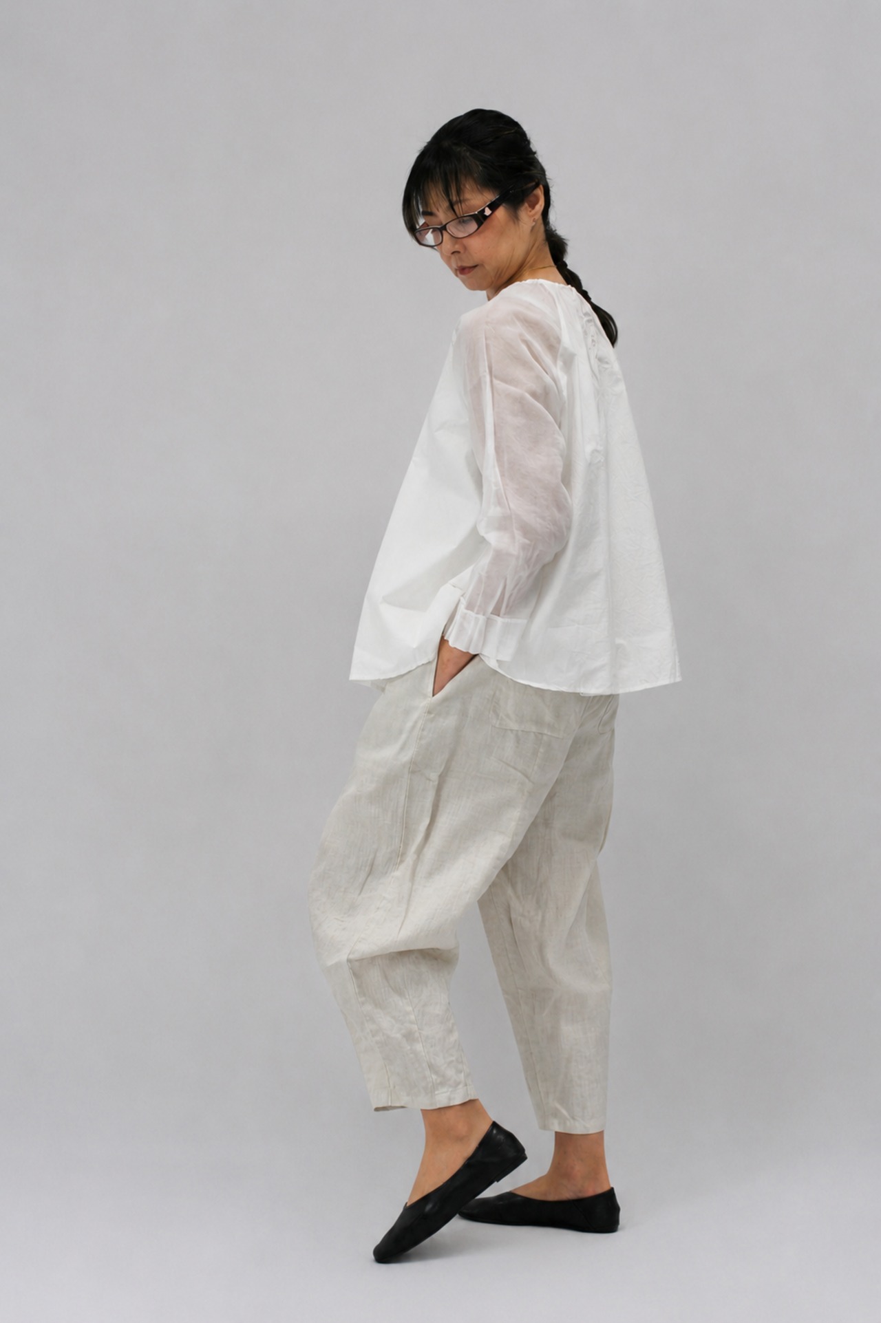 【Gauze#】Natural Dry Linen Charlie Pants / WHITE・BLACK・KINARI（G1046）