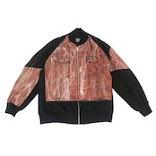 ブリーチ染めデニム 再構築ジャケット BLEACH DENIM MIX BOMBER JACKET RED denimbomberjk101