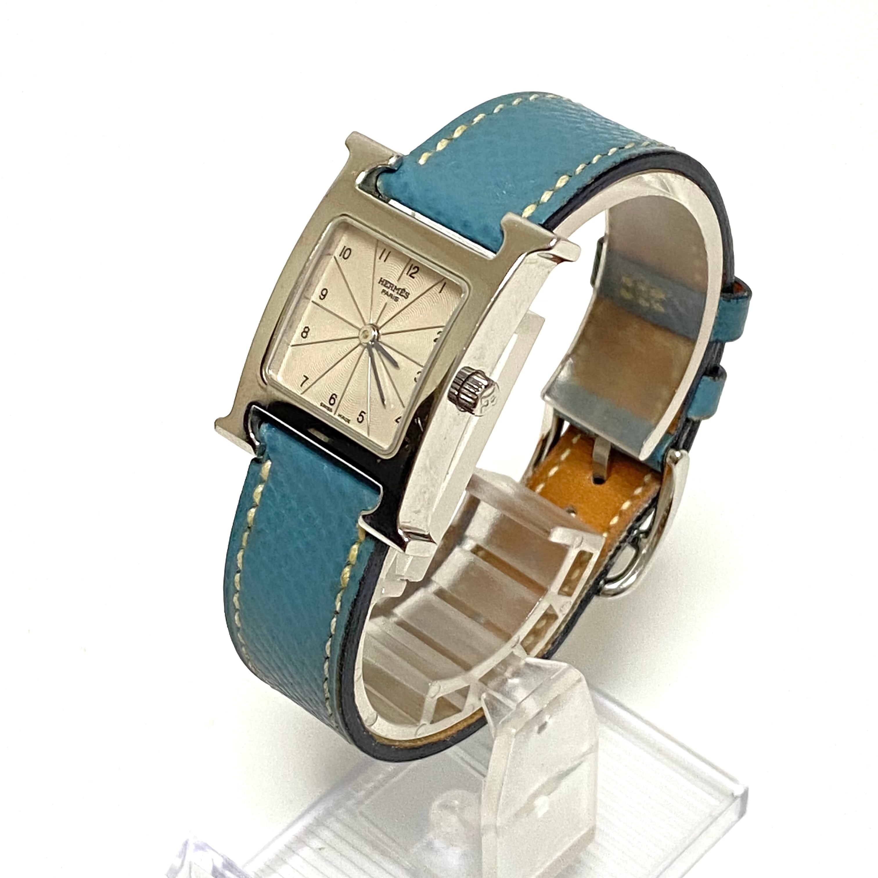 Bランク エルメス Hウォッチ HH1.210 ブルー文字盤 腕時計 ブルージーン レディース HERMES blue