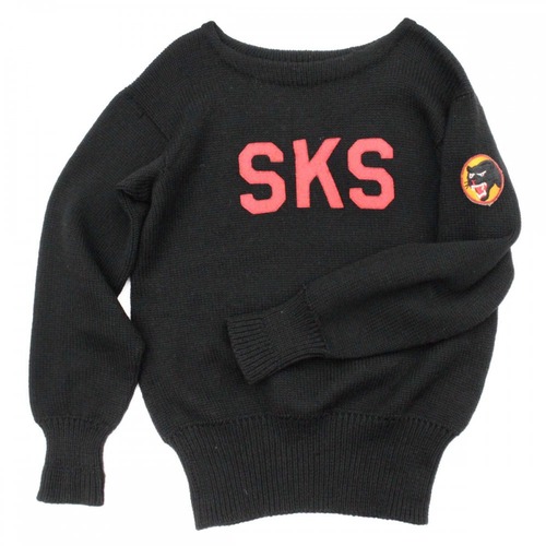 Vintage Lettered Knit Black [Unknown Brand] [1940s-] VARSITY LETTERMAN Black Panther Patch