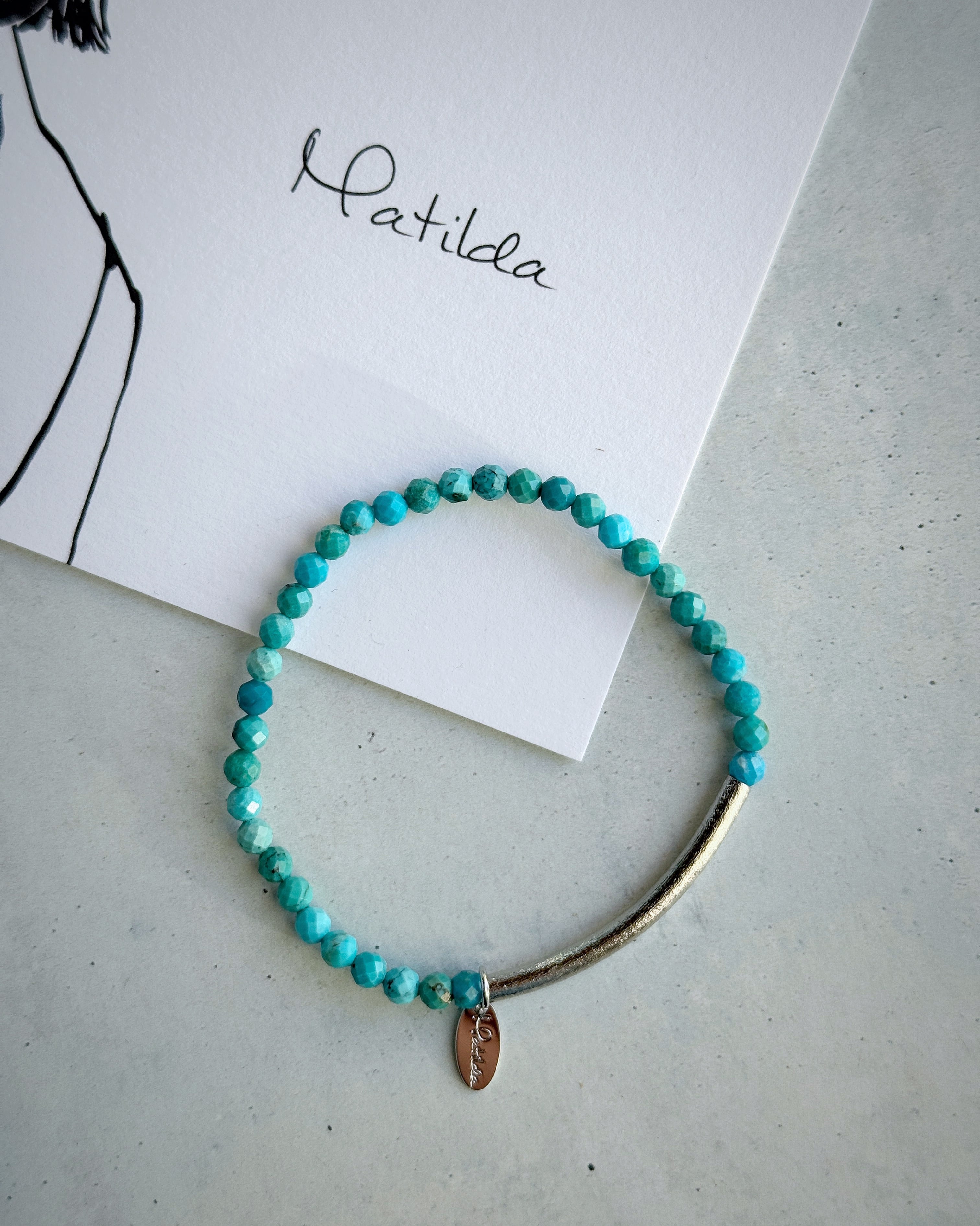 Tube & stone bracelet(ターコイズ)