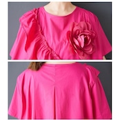 フラワー装飾 バルーンシルエット ワンピース 00222