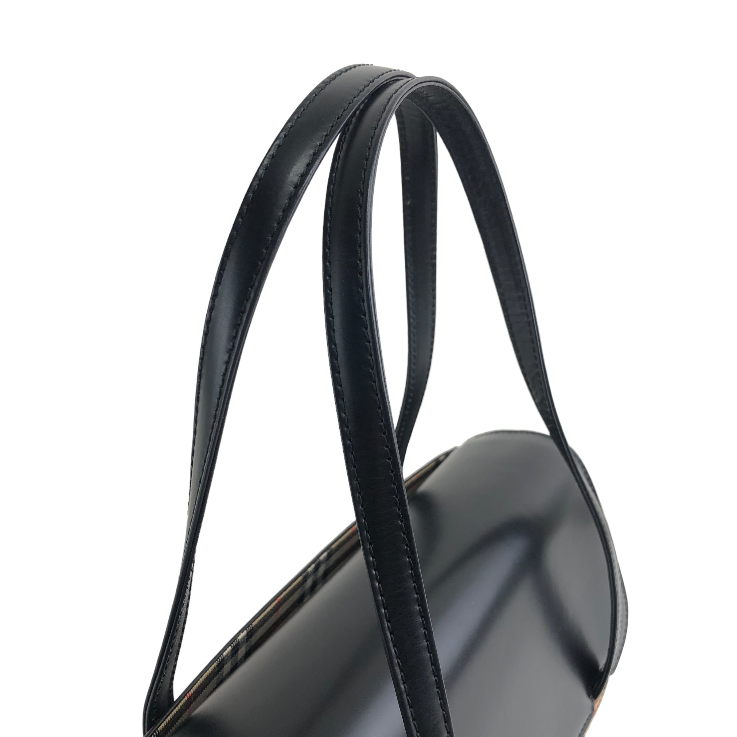 BURBERRY バーバリー ノバチェック ハンドバッグ ブラック ロゴ レザー