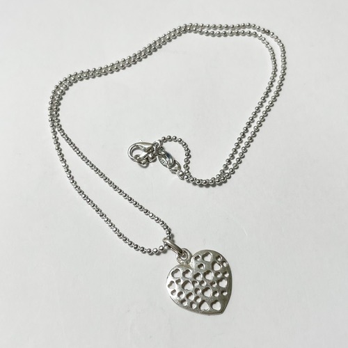 Old 925 Silver Openwork Heart Pendant Necklace From Hungary