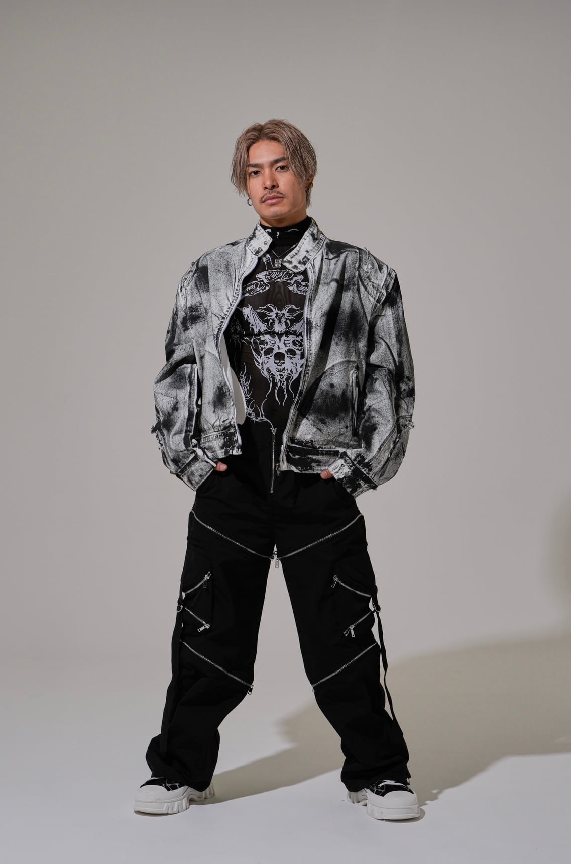 BARCON スプレーペイントデニムジャケット グランジ ストリート モード