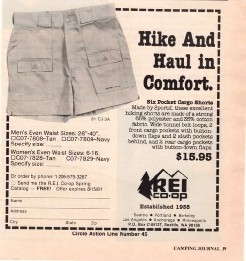 1990's Deadstock "REI-Coop" 6 pocket Cargo shorts /32