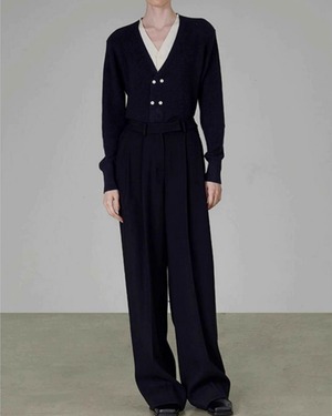 バイカラーダブルボタンカーディガン A0519