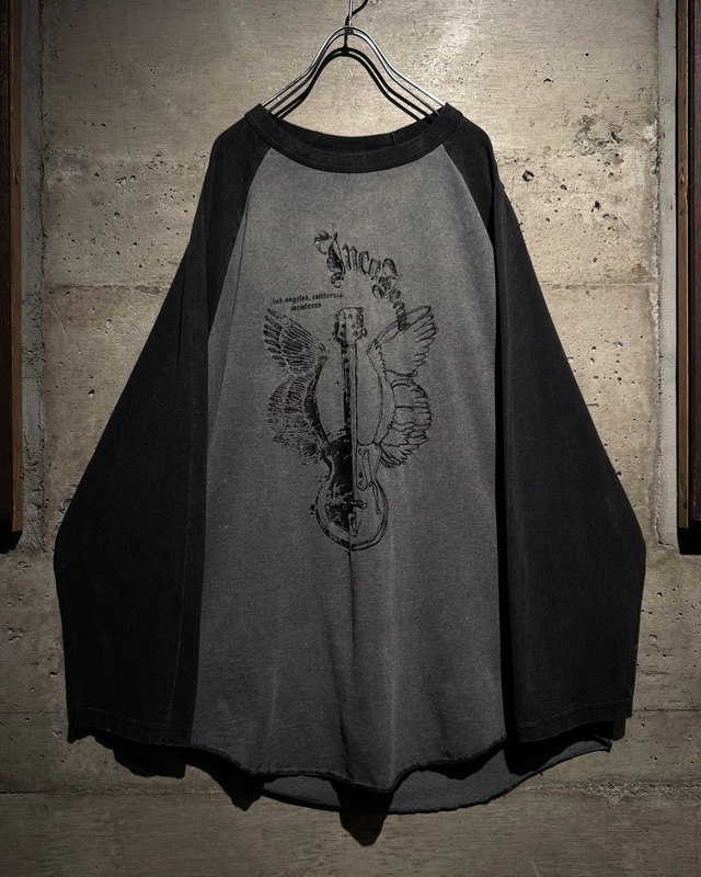 【Caka】“JNCO” Graphic Print Vintage Loose Raglan L/S T-Shirt