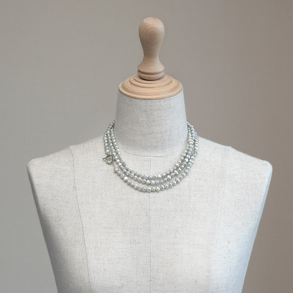 120cm グレーブルー 淡水バロックパール ロングネックレス / 約6.0mm 1
