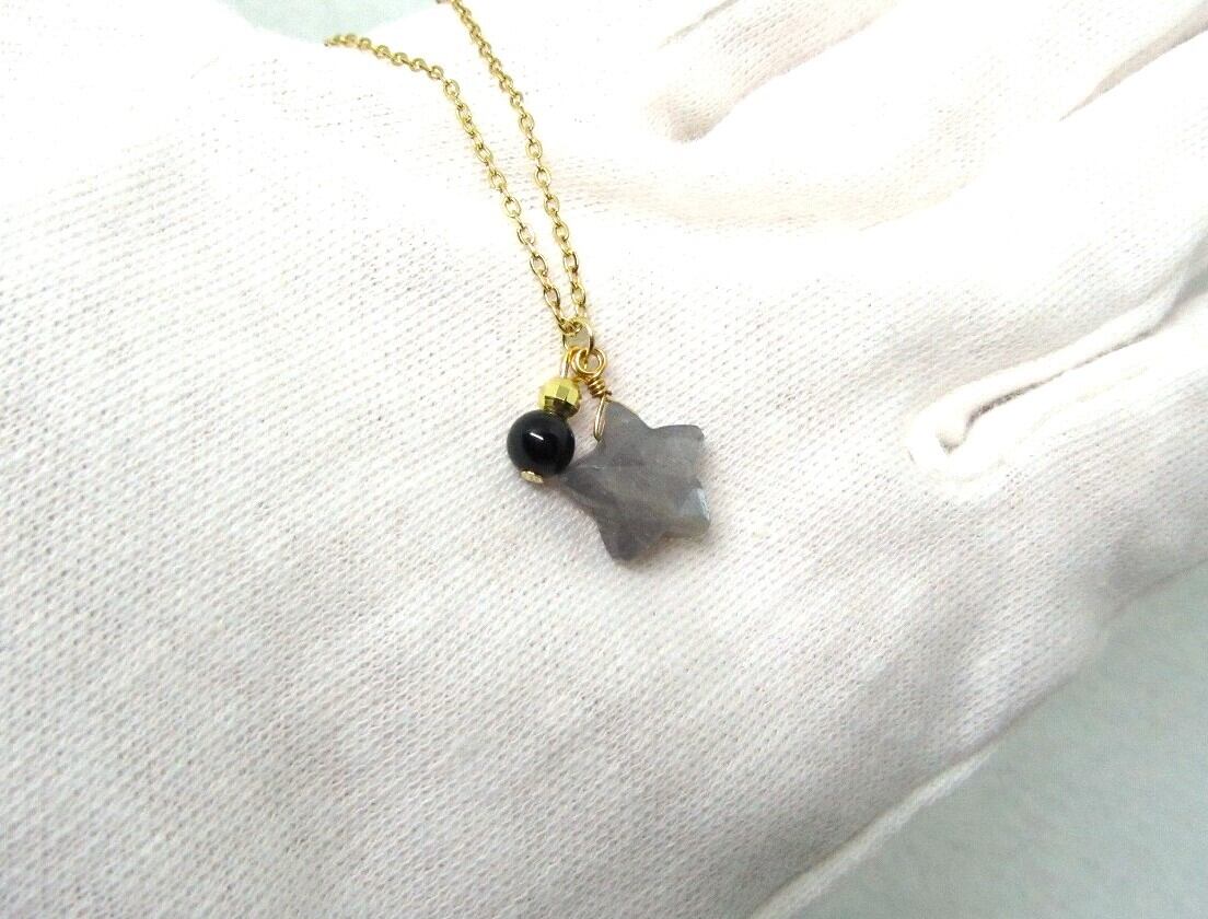 シルバー色に変更OK* グレームーンストーン・モリオン（黒水晶