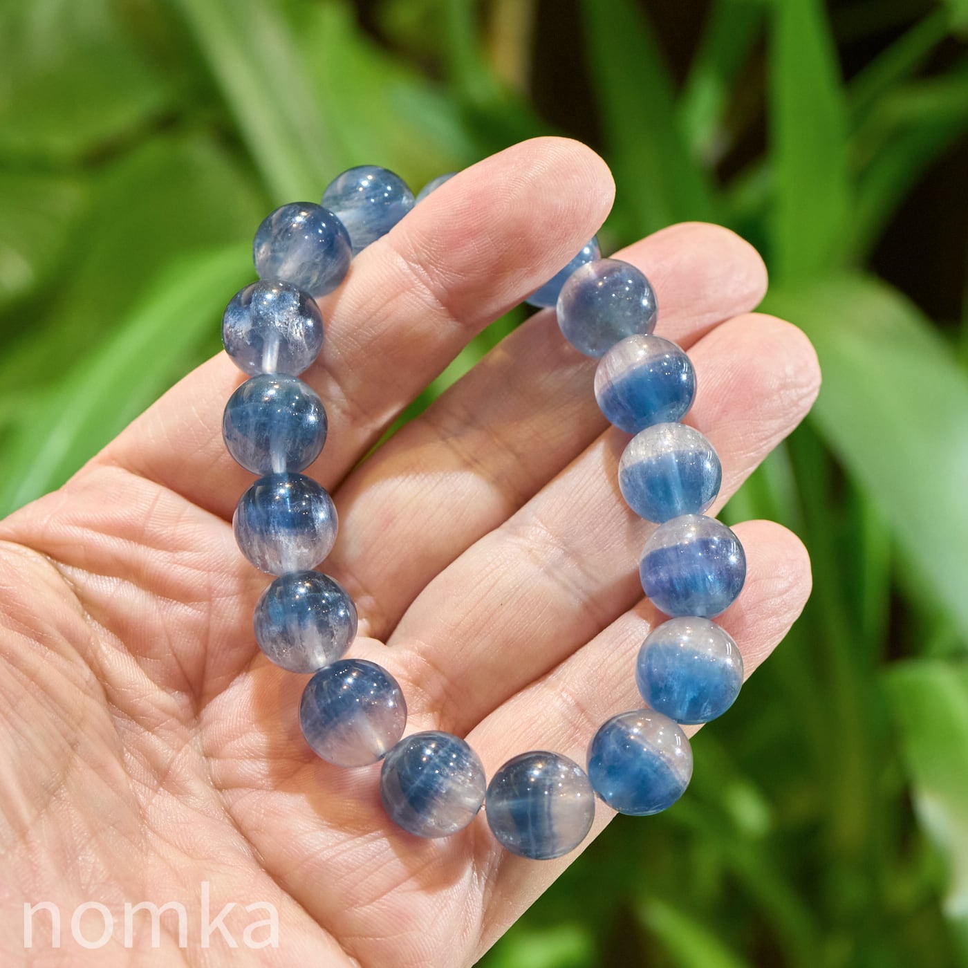 【静寂の空、透き通る海】ブルー×クリア バイカラーフローライト 12.5mm 一連ブレスレット