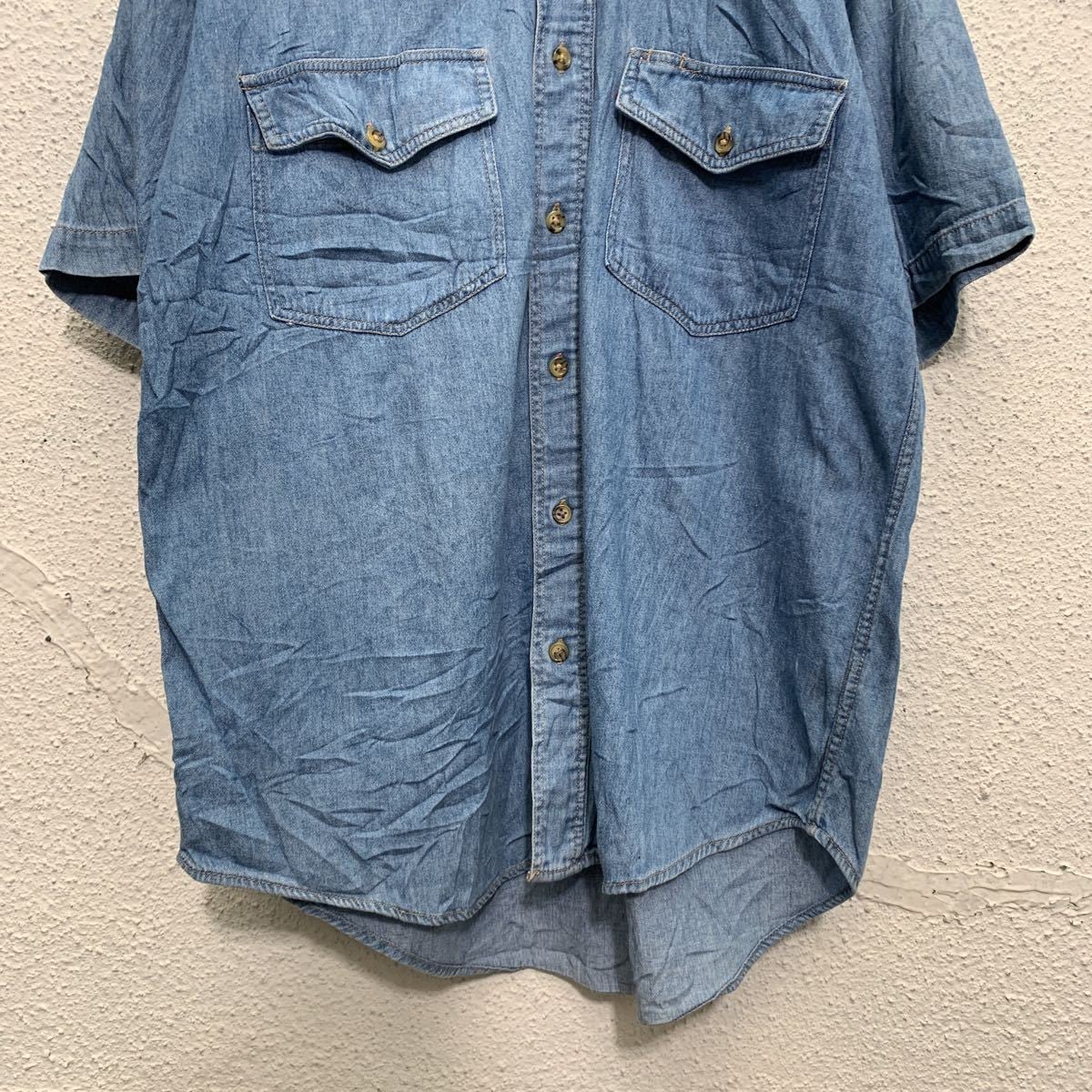 UNIQLO 半袖 デニム シャツ S ブルー ユニクロ オールドユニクロ 90's