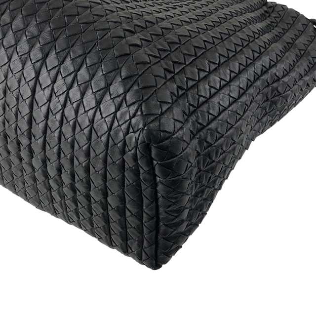 Bottega Veneta ボッテガ・ヴェネタ ハンドバッグ ブラック レザー イントレチャート vintage ヴィンテージ オールド 5bnku4