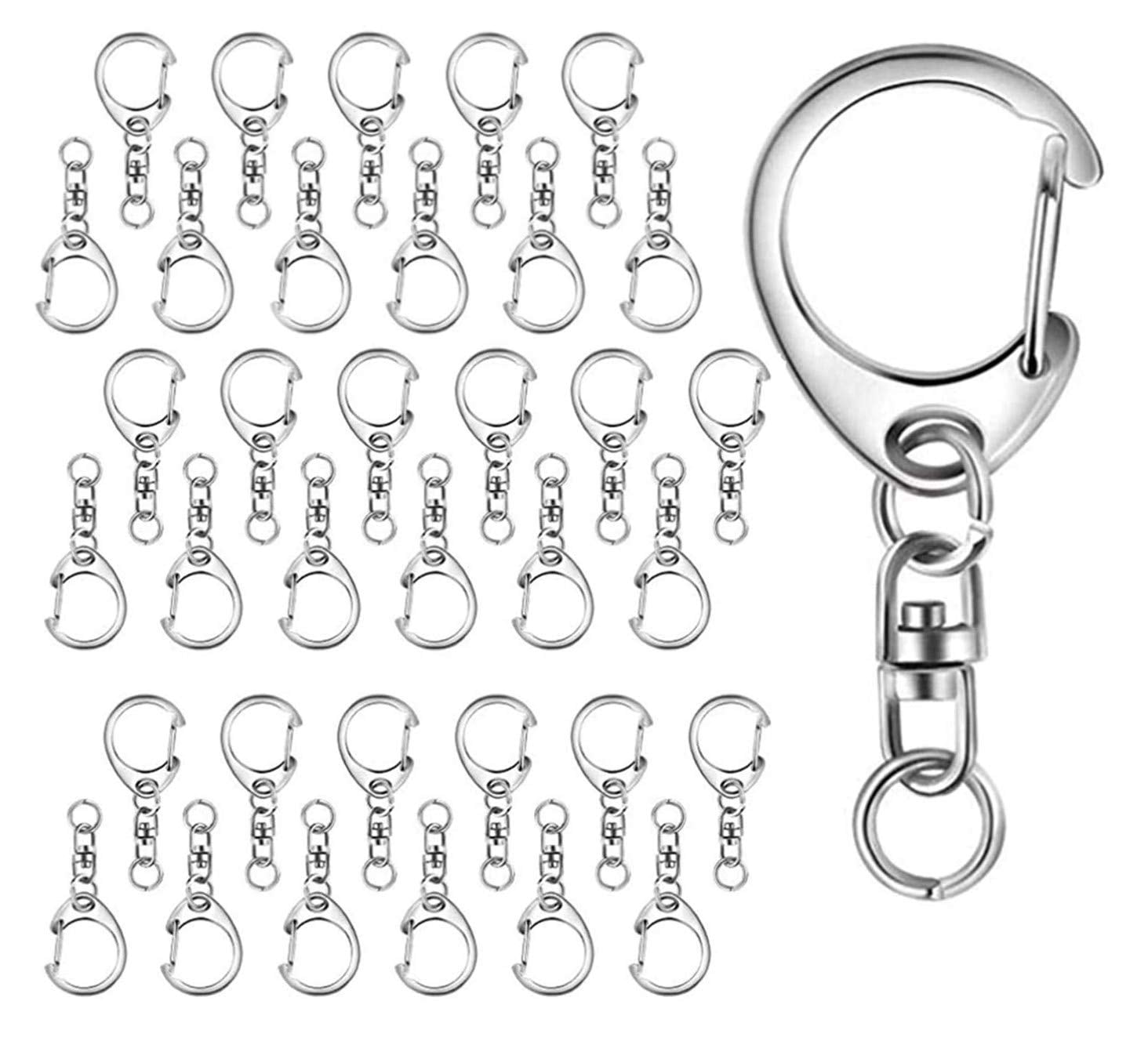 【在庫のみ】キーホルダー金具 【50個入】ワンタッチキーホルダー 回転カン付き ハンドメイド キーリング アクセサリー DIY 手芸用品 シルバー