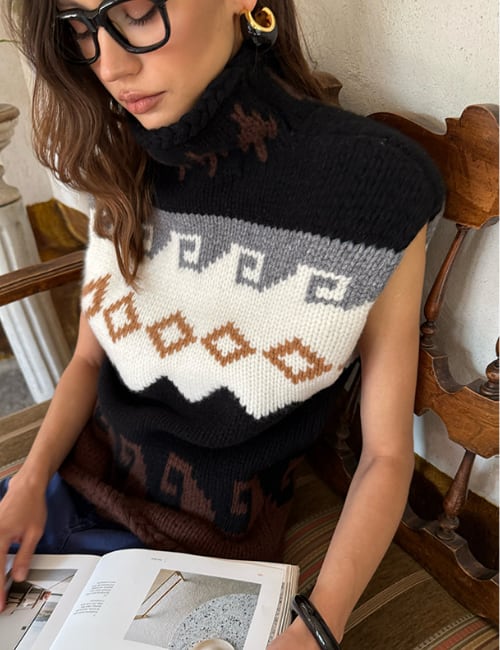 Nordic Turtleneck Knit Vest