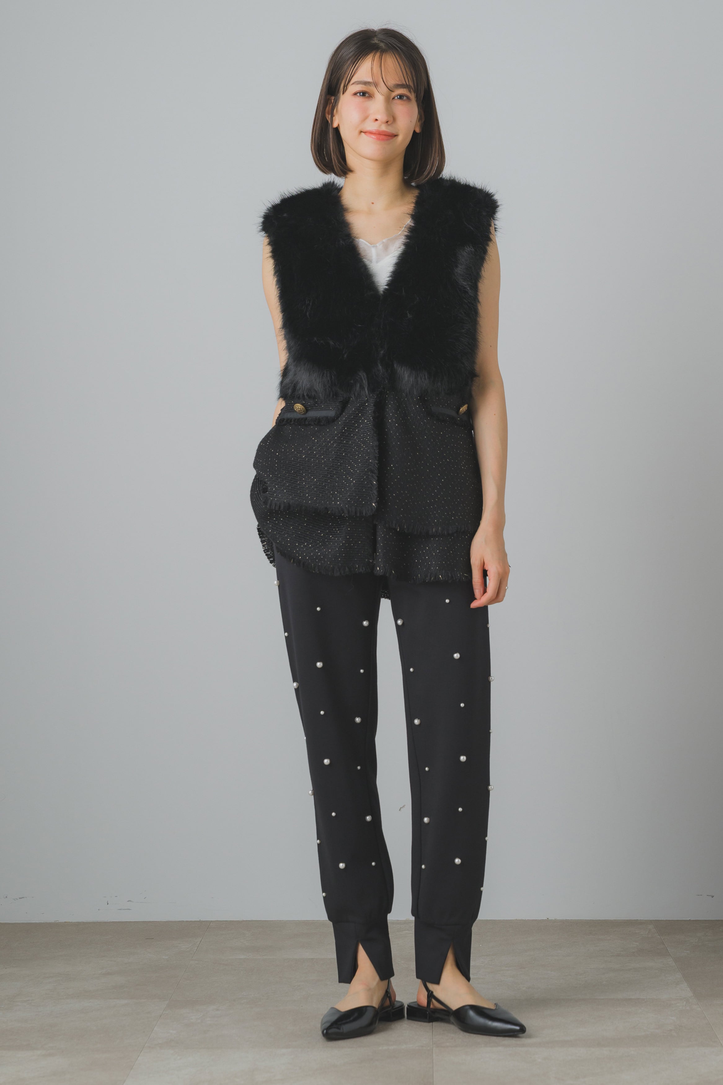 ファー×ツイードベスト 70052-3106 | GALENA