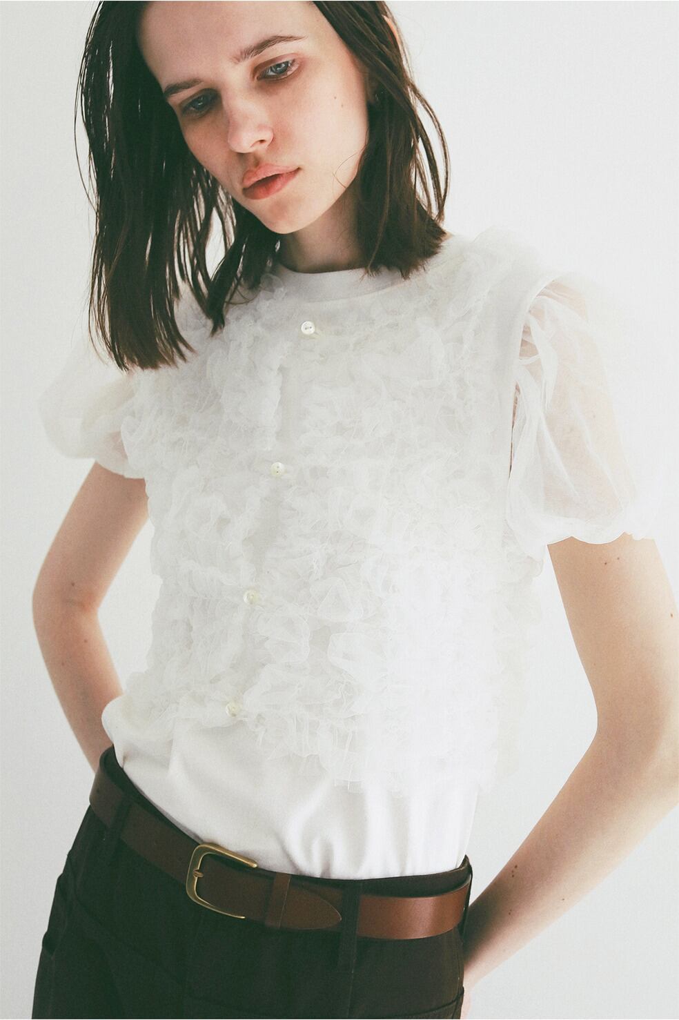 シャツ/ブラウス(半袖/袖なし) TULLE VEST LAYERED TOPS CLANE TULLE VEST LAYERED TOPS | FLICKA ASHIYA