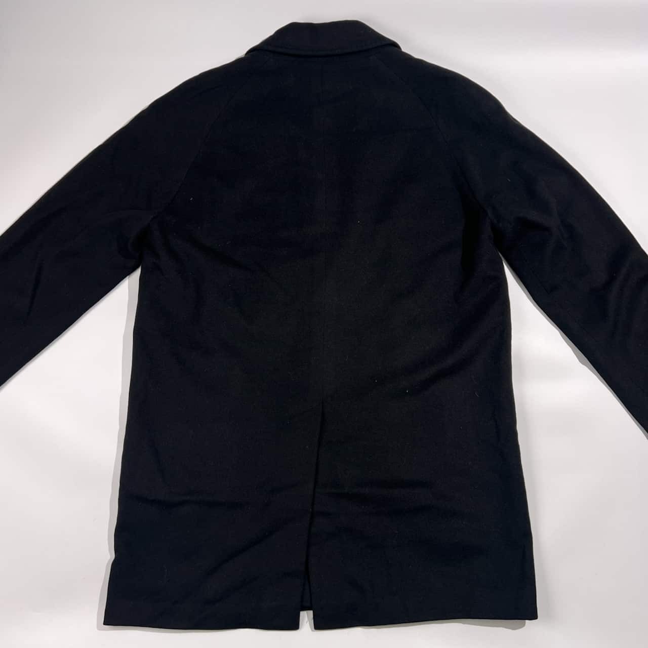 カシミヤ100% SAVOIA サヴォイア ステンカラー ハーフコート L/ブラック メンズ