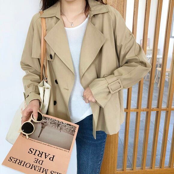 春新作 レディース 春コートレディース トレンチコート トレンチ コートジャケットアウター ショート丈 袖ベルト 大人カジュアル きれいめカジュアル ベージュ レッド ブラック ダスティーグリーン 代 30代 40代 P6645 Kirari きらり