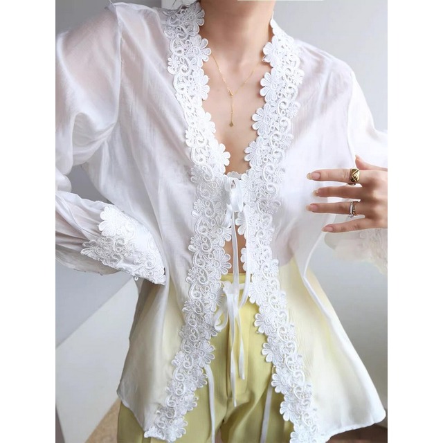 テンセル白シャツ　20840