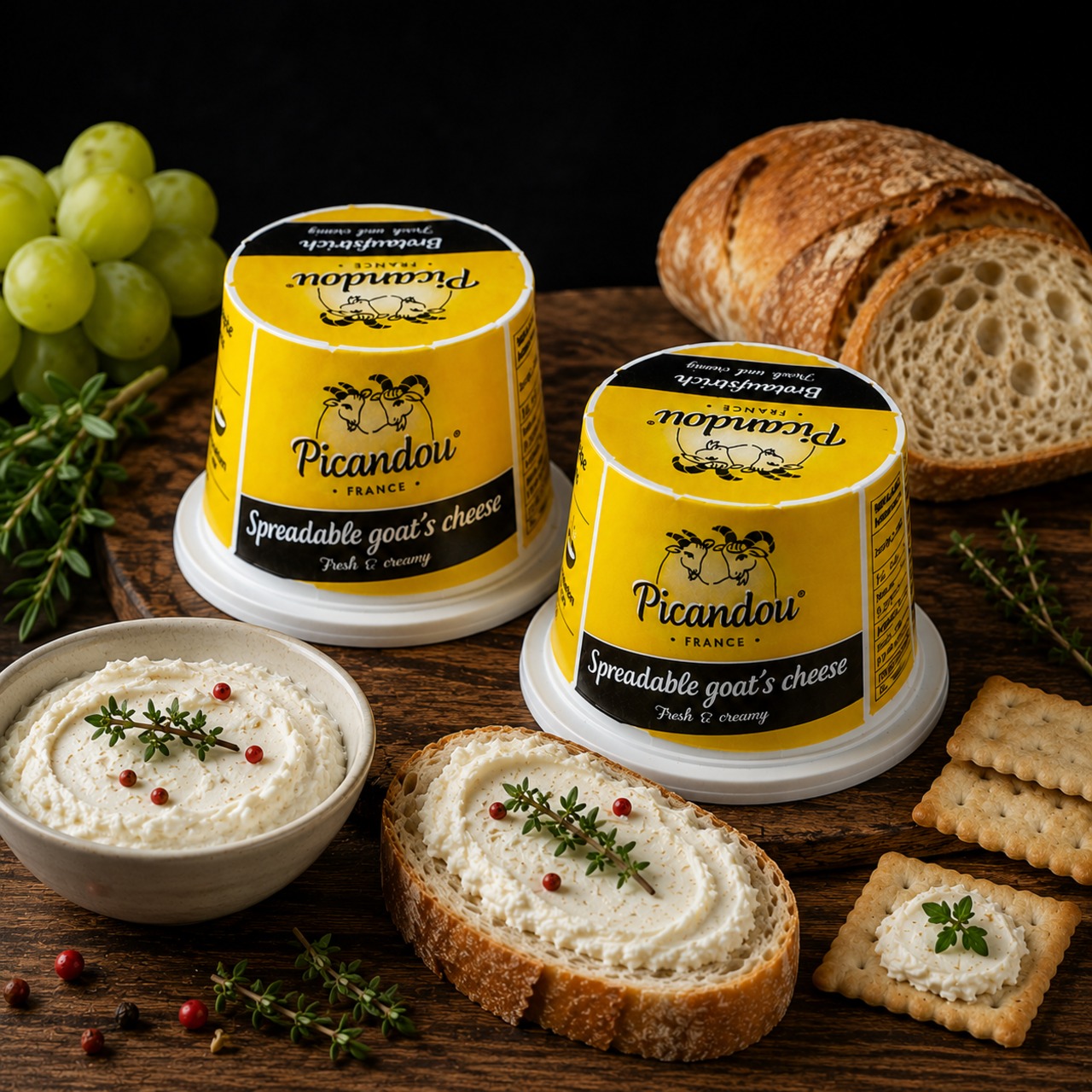 フレッシュ ヤギチーズ スプレッド ピカンドゥ ア タルティネ 125g ×2個 Fresh goat cheese spread Picandou a tartiner 125g (Pack of 2)
