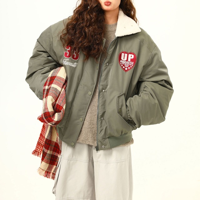 カレッジワッペンボアブルゾン   R01110