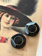 24mm Japanese ヴィンテージボタン ブラック×ゴールド ドーム型 樹脂ボタン アクセサリーパーツ 装飾材