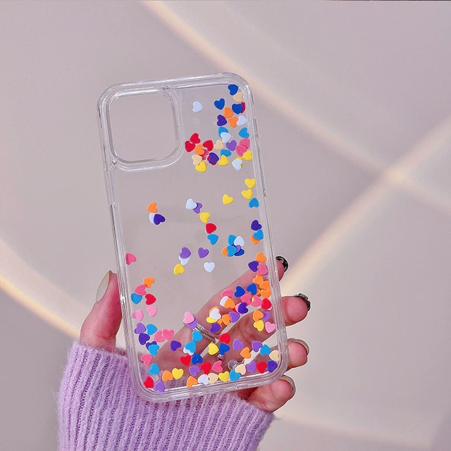 【A48】流れる♪ Colorful heart iphone case