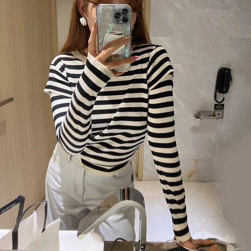 Double shoulder border knit