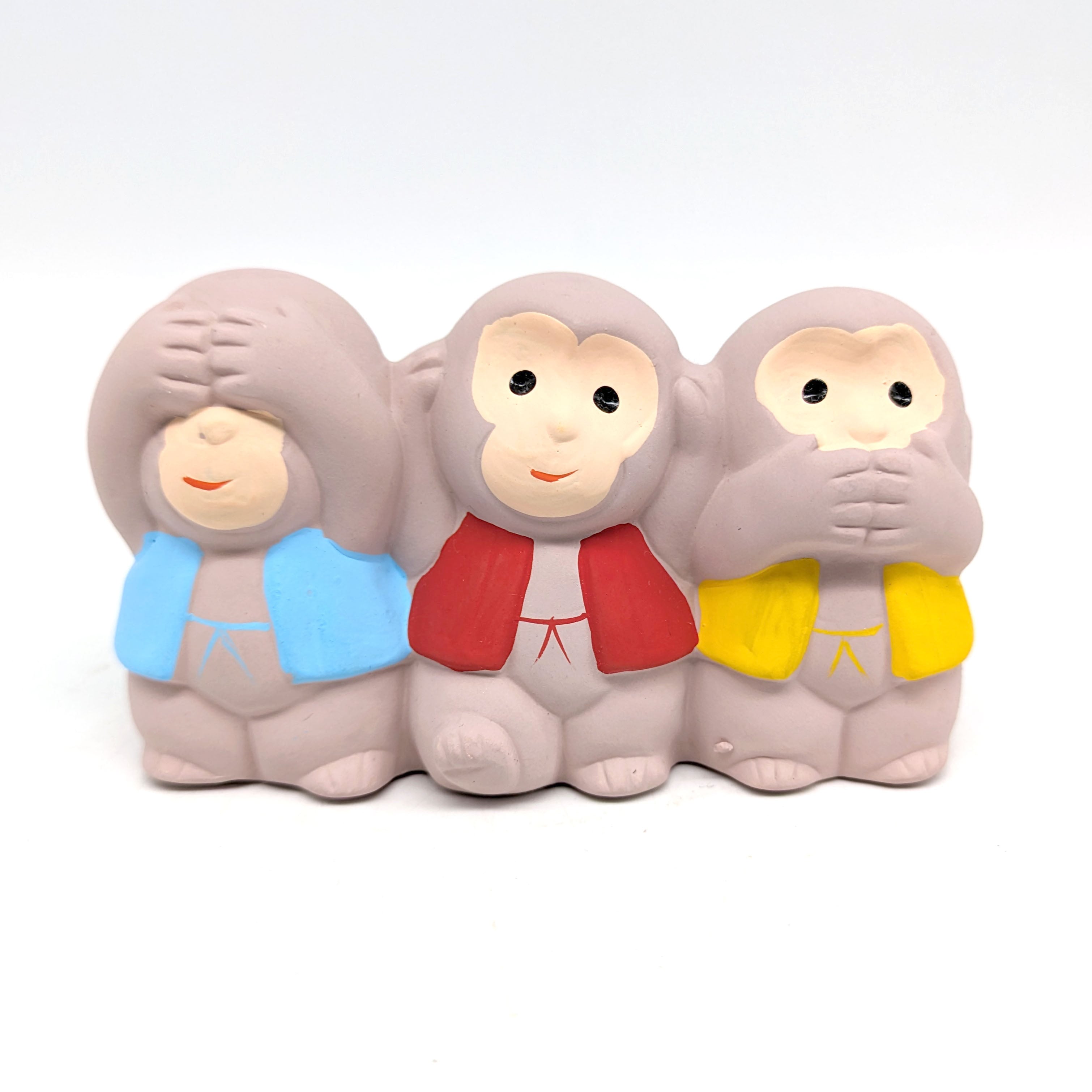 照峰・陶器人形・見ざる聞かざる言わざる・申・猿・No.240606-27・梱包