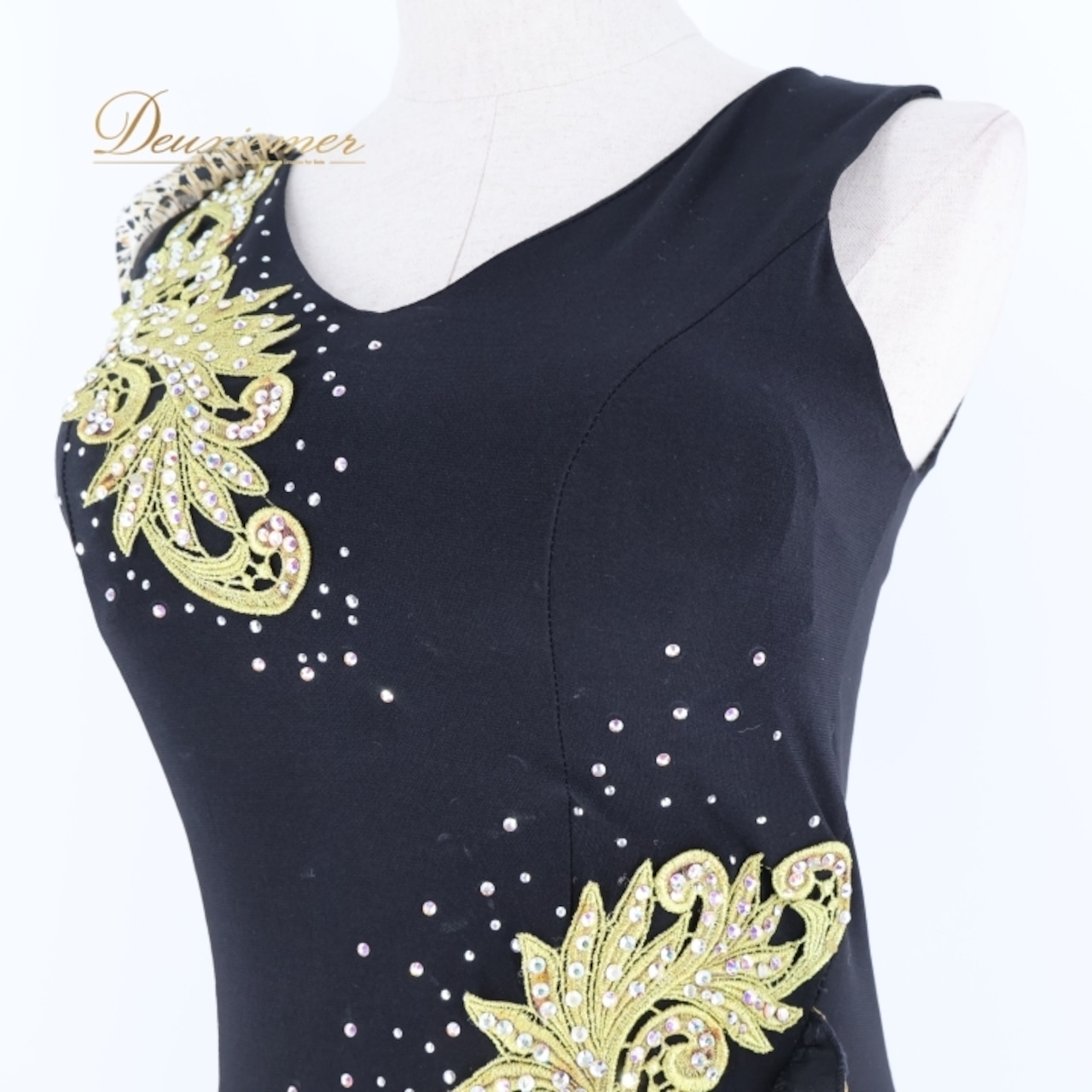 社交ダンス 衣装 ラテン ドレス ワンピース 黒 金 デモ 競技 パーティ 発表会 フリル レース 軽い ヒョウ柄 パーティドレス ブラック系 ゴールド系 フォーマル パーティー ステージ衣装 エレガント おしゃれ パーティーコスチューム レディース 競技用