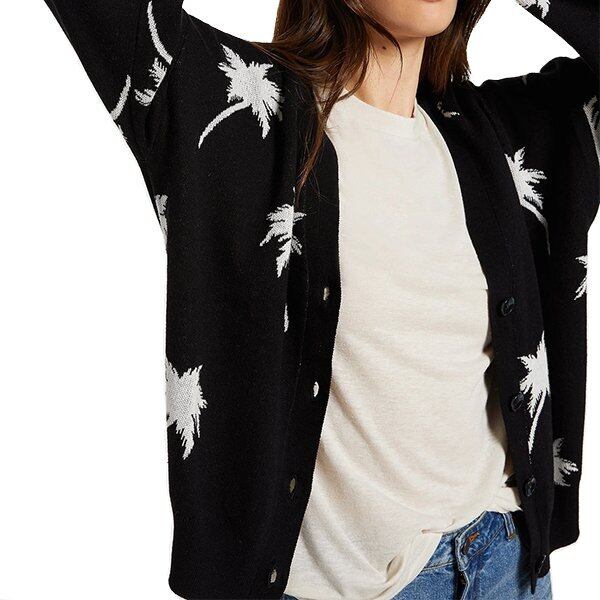 結婚祝い Vネック カーディガン 新作 ボルコム シンプルながらオシャレに決まる1枚 送料無料 レディース B Volcom ブランド 人気 通販 パームツリー柄 M ブラック系 黒 可愛い ギフト プレゼント タウンユース カーディガン ボレロ Stonybankchurch Com