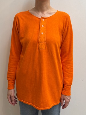 CU16-21 USED GARMENT DYED THERMAL LONGSLEEVE TEE -OGANGE-