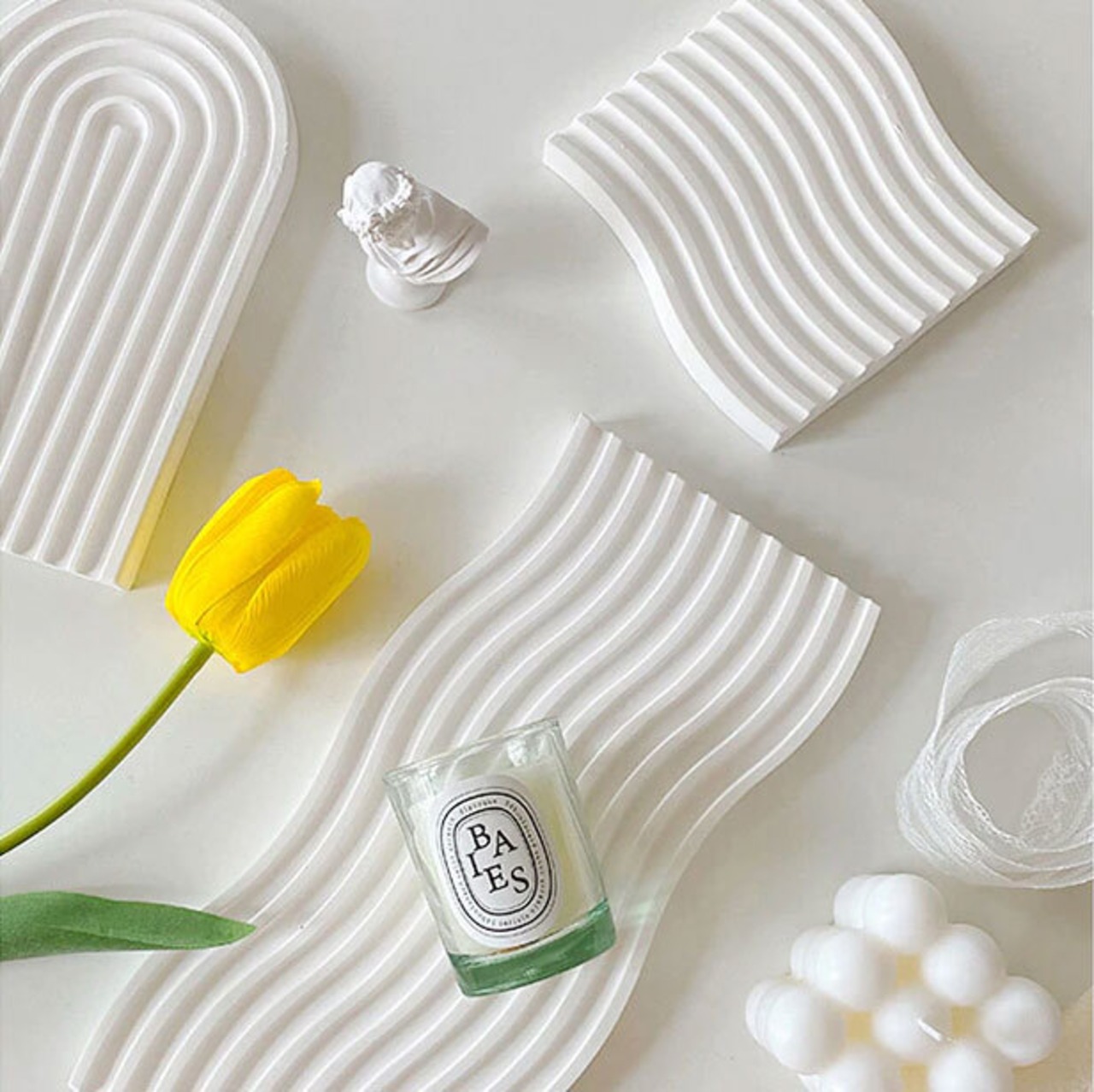 トレー ホワイト ウエーブ 小 トレイ アクセサリー プレート