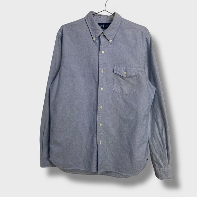 ラルフローレン ボタンダウンシャツ ポニーマーク無し サックスカラー M